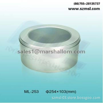 Round tin box with clear window, candy box, tin box